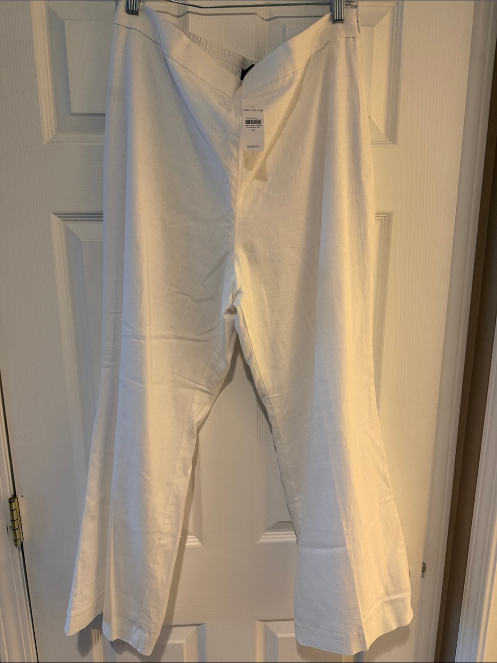 Ann Taylor NWT White Linen fully lined Casual Wide-Leg Pants